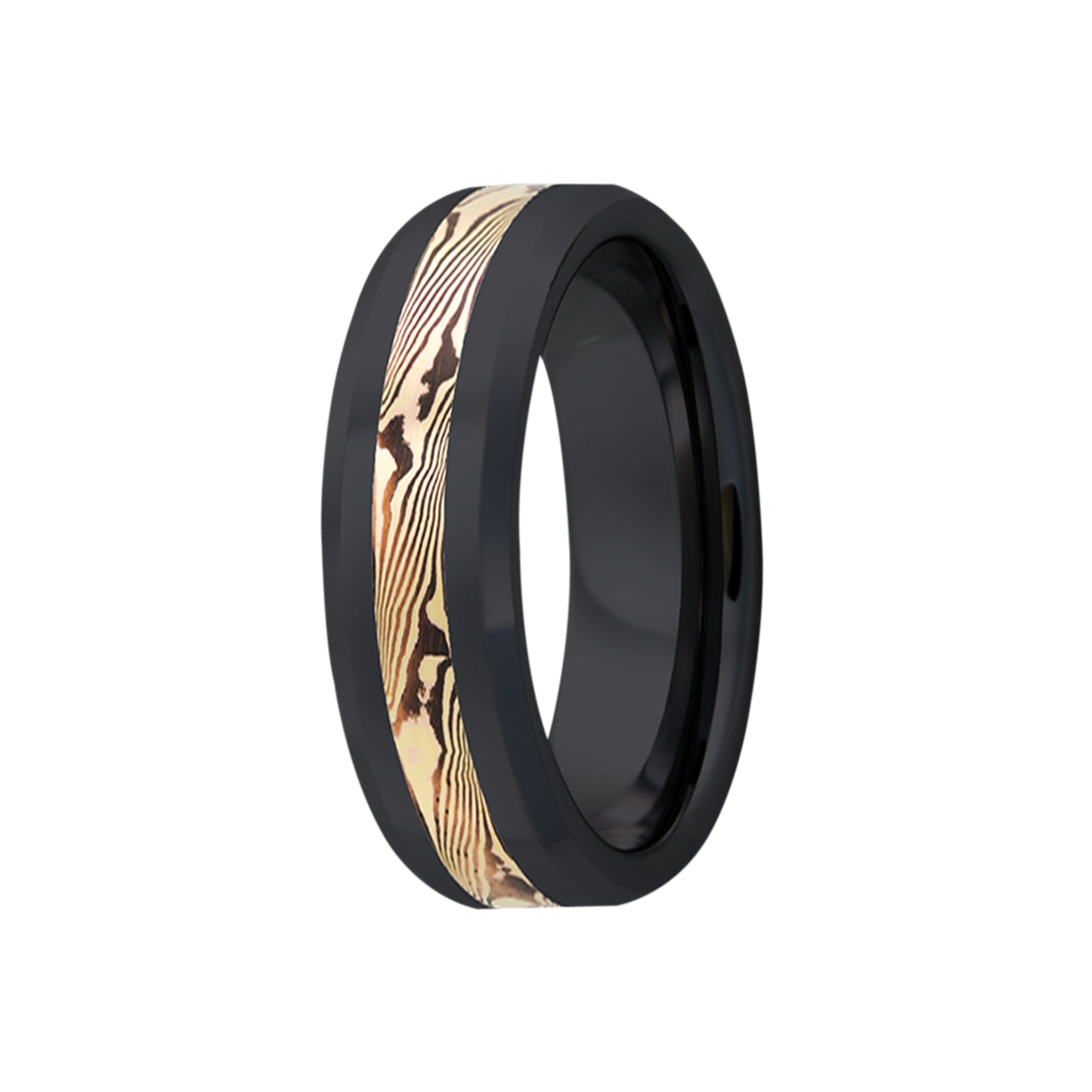 Zirconium Shakudo Beveled Comfort Fit Polished Ring