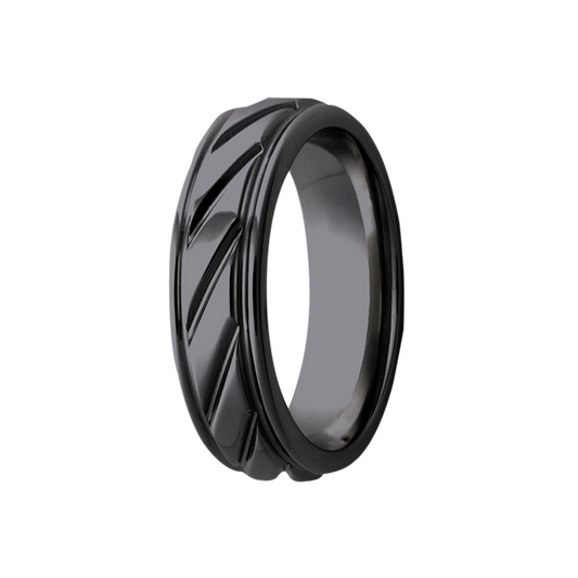 Zirconium Milled Pattern Polished Top Comfort Fit Ring