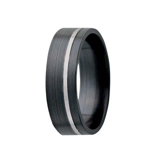 Zirconium Machine Finish Ring with Platinum Inlay