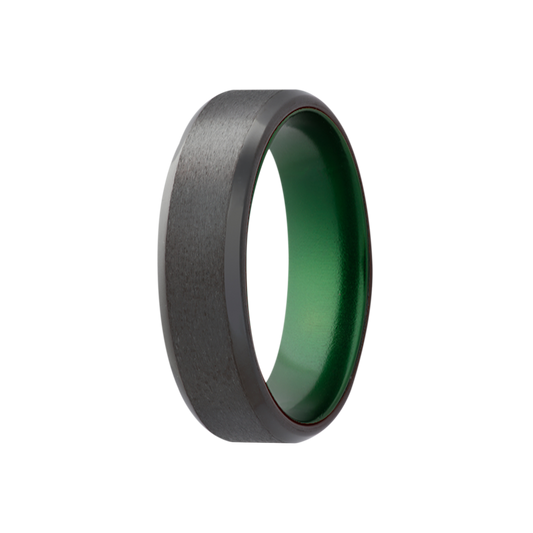 Zirconium Comfort Fit Ring with Green Sleeve