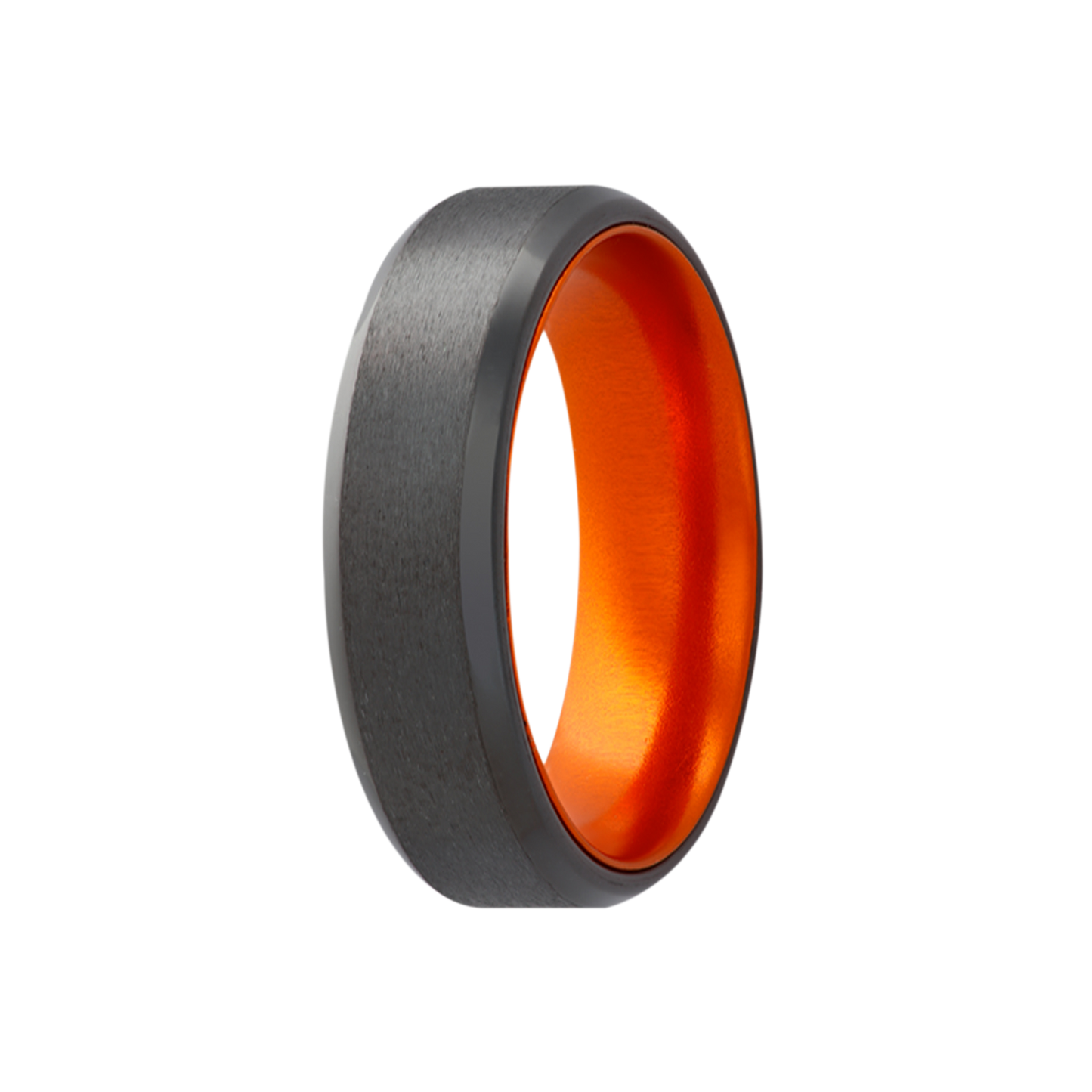 Zirconium Comfort Fit Ring with Orange Sleeve