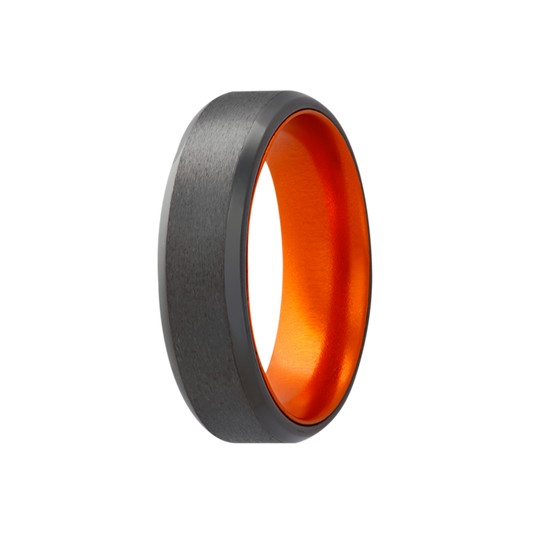 Zirconium Comfort Fit Ring with Orange Sleeve