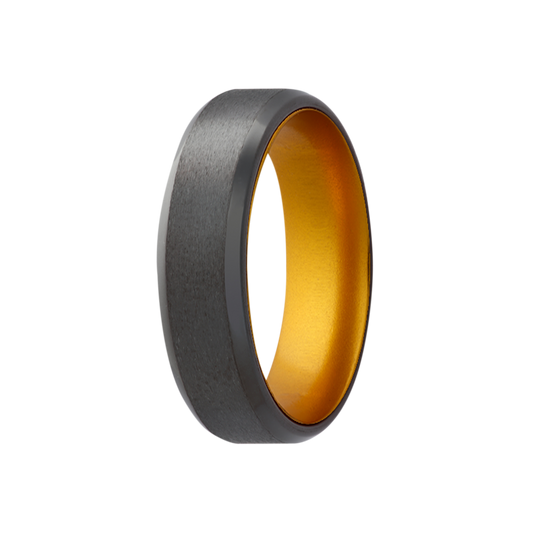 Zirconium Comfort Fit Ring with Yellow Sleeve