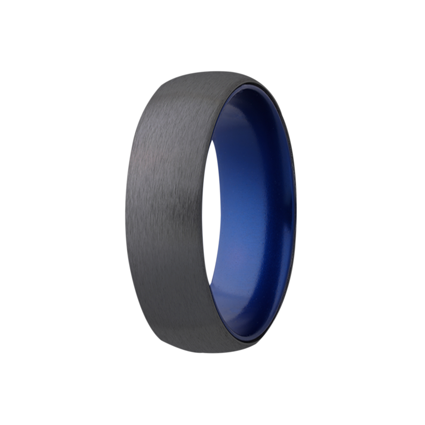 Zirconium Dome Ring with Satin Finish and Blue Anodized Sleeve