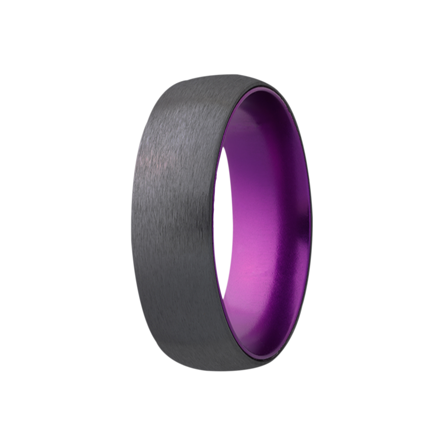 Zirconium Dome Ring with Satin Finish and Purple Sleeve