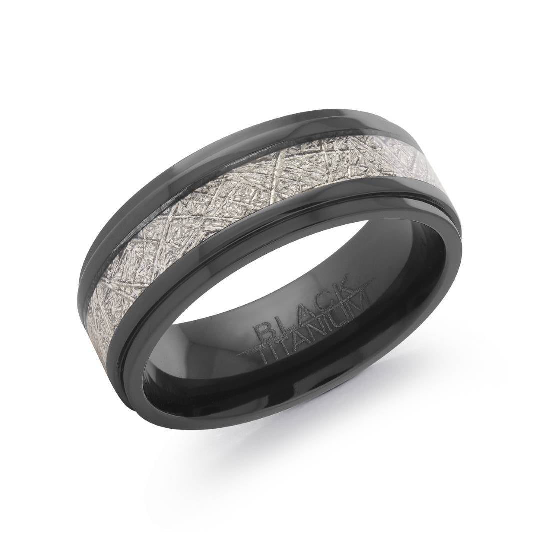 TITANIUM SIMULATED METEORITE 8MM BAND