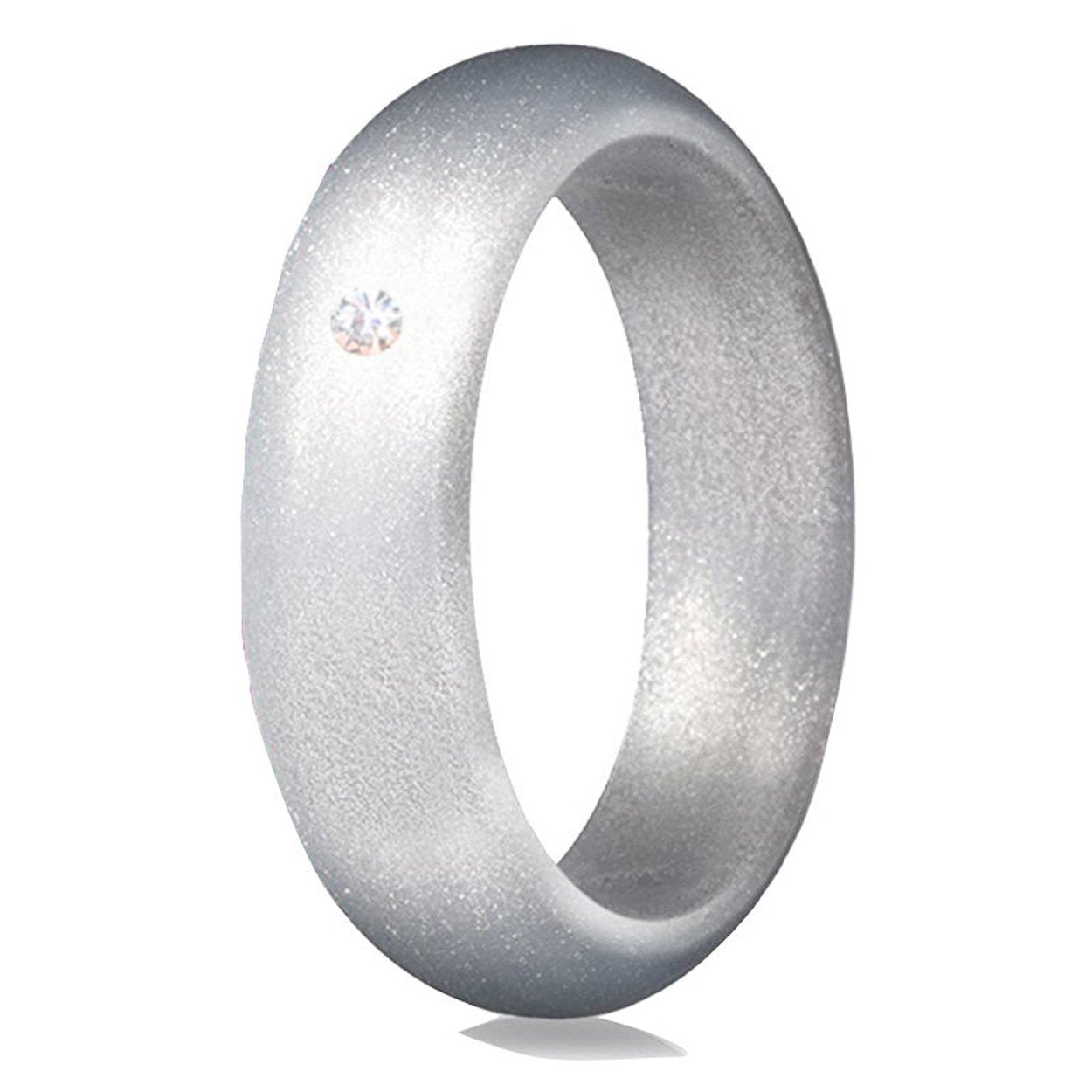 WHITE CZ SILICONE BAND