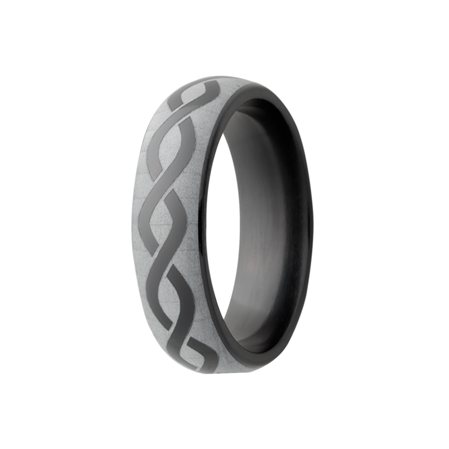 Zirconium Dome Ring - Polished Finish, Infinity Engraving