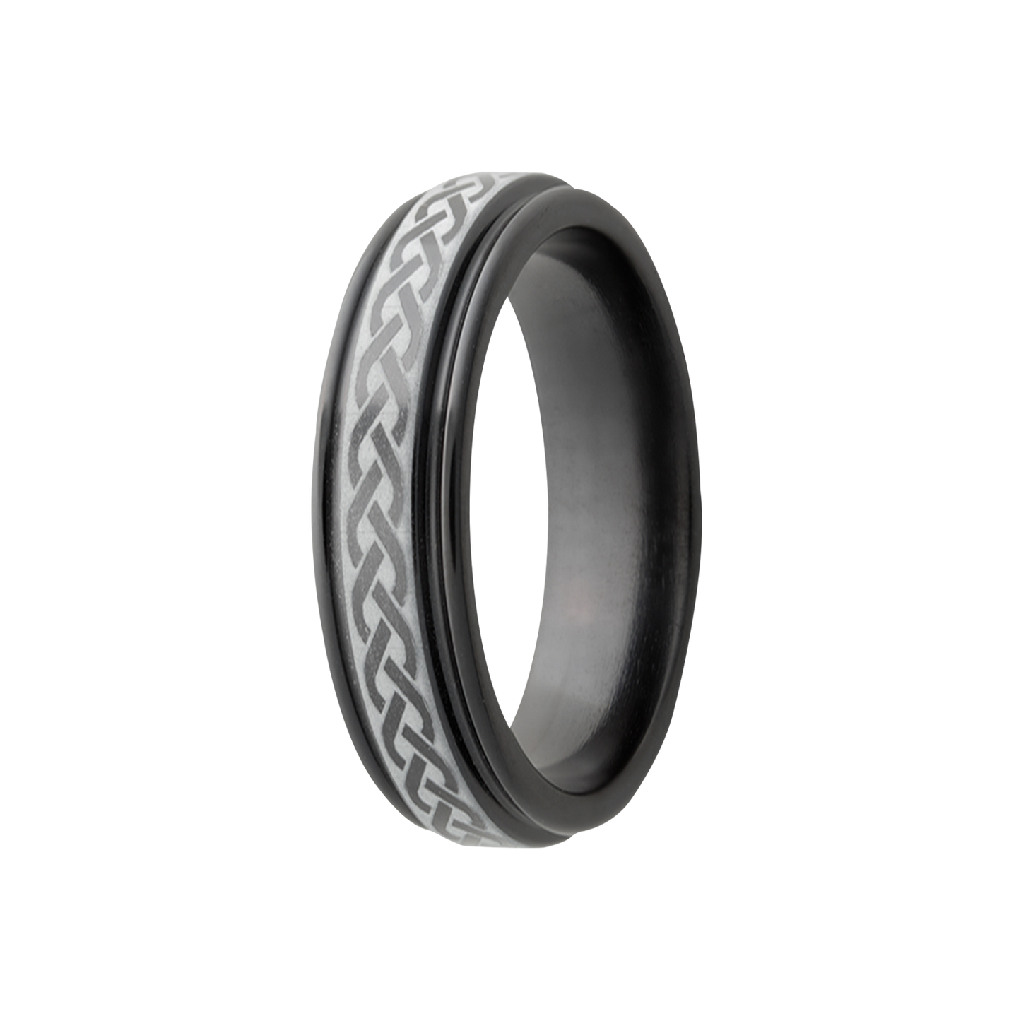 Zirconium Comfort Fit Ring with Celtic Weave