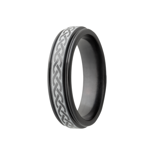 Zirconium Comfort Fit Ring with Celtic Weave