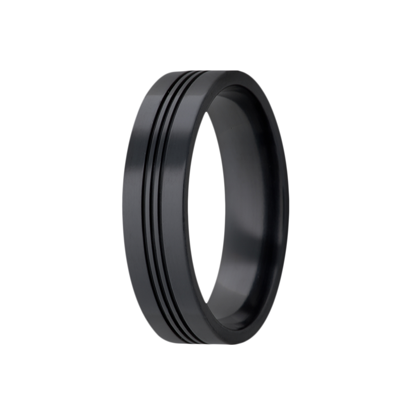 Zirconium Comfort Fit Polished Ring with Grooves
