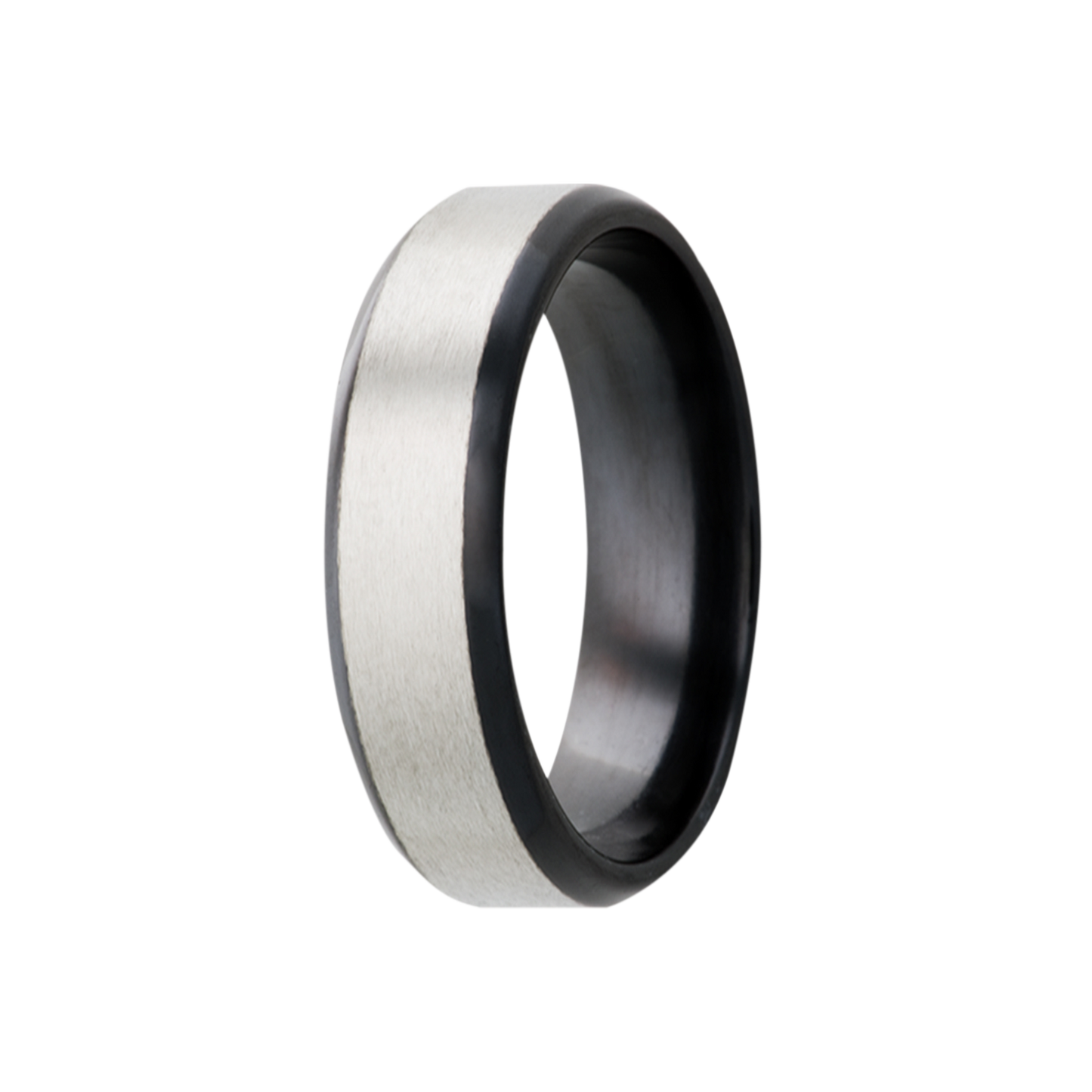 Zirconium Comfort Fit Ring with Silver Satin