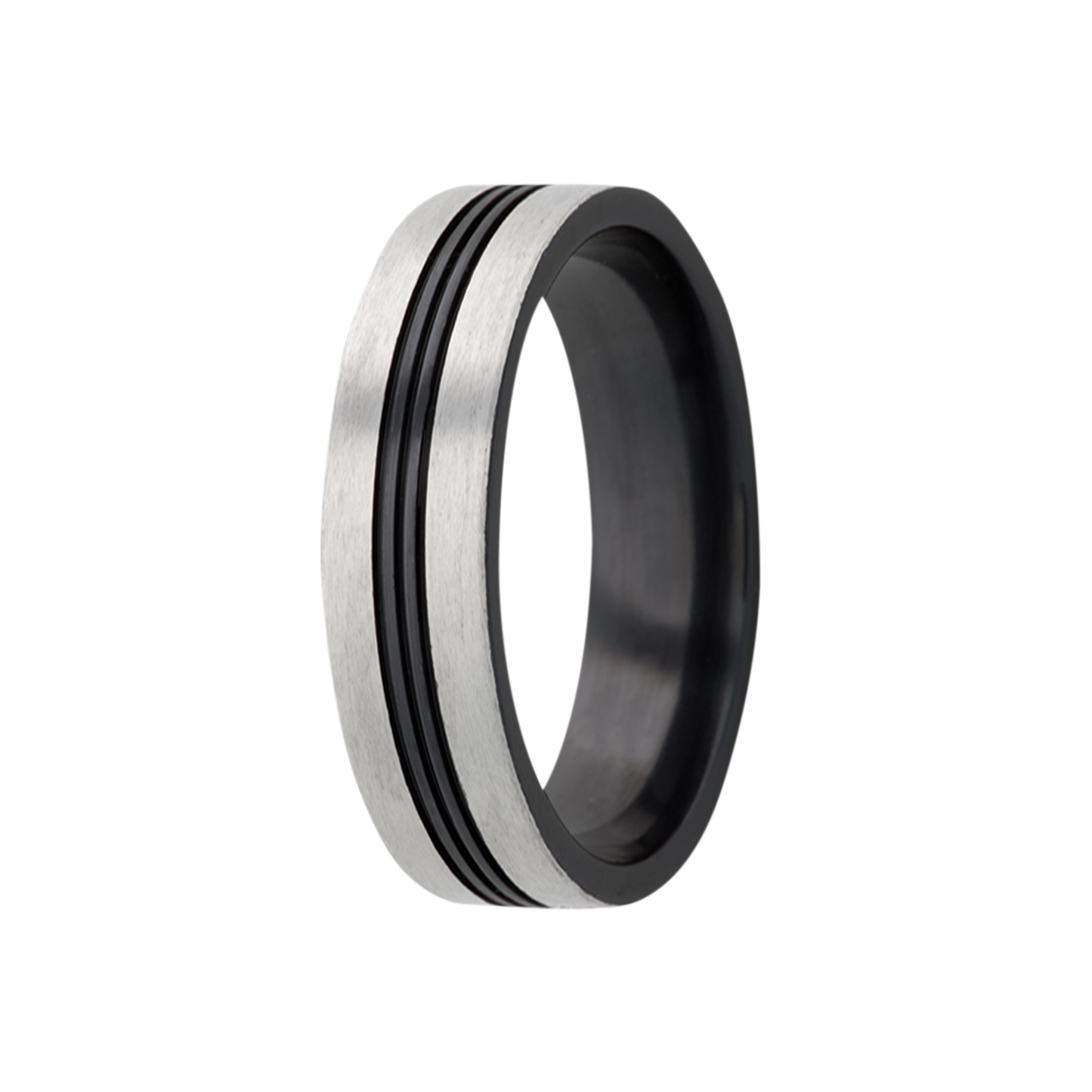 Zirconium Comfort Fit Ring with Silver Satin Finish