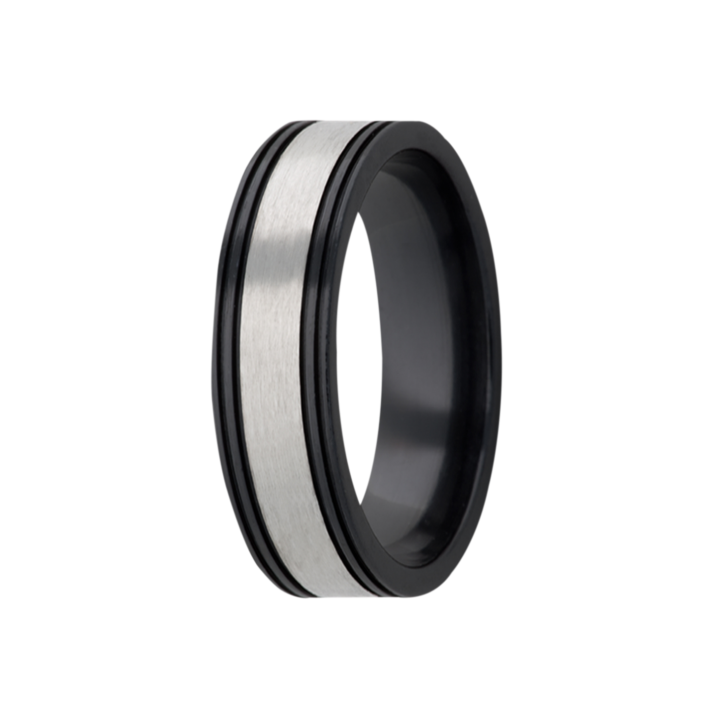 Zirconium Comfort Fit Ring with Silver Satin Finish