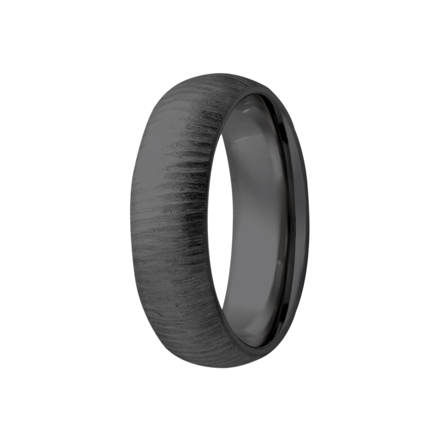 Zirconium Dome Comfort Fit Treebark Finish Ring