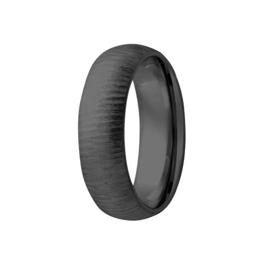 Zirconium Dome Comfort Fit Treebark Finish Ring