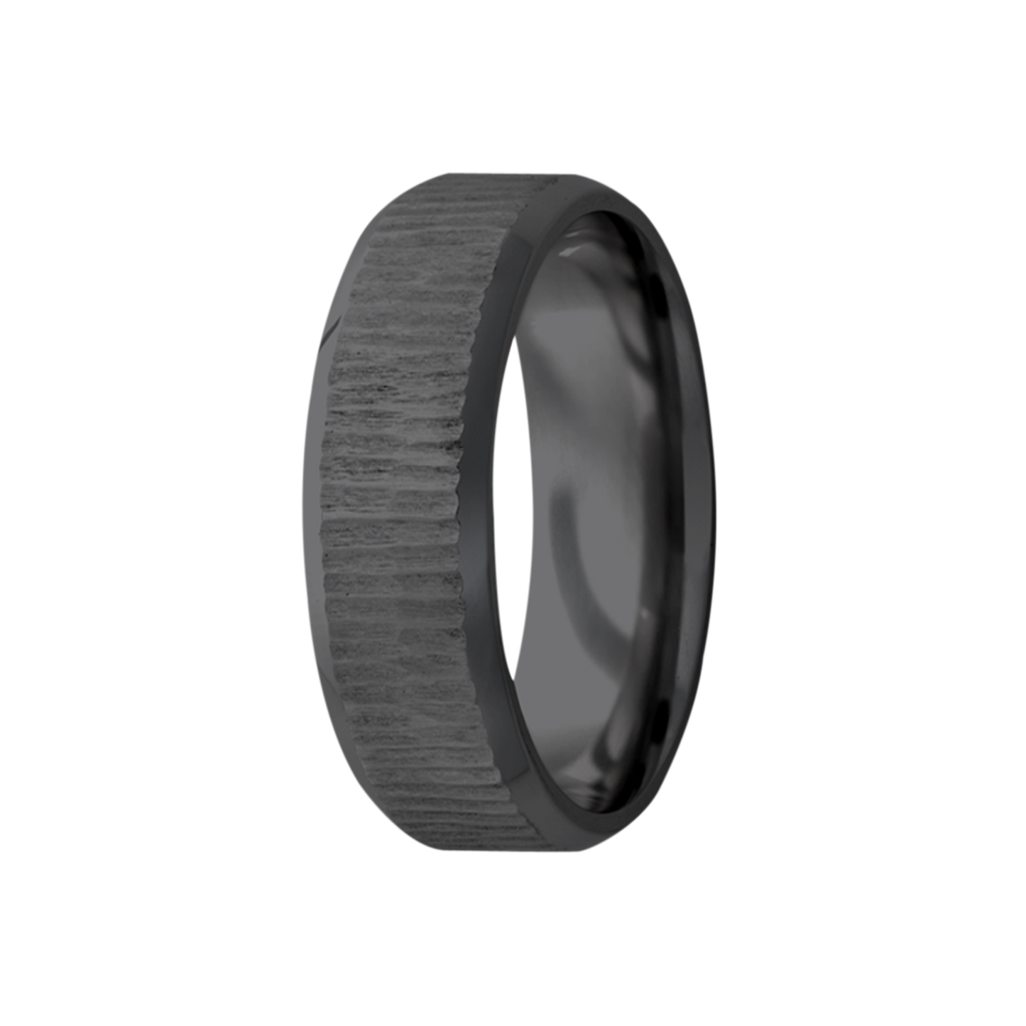 Zirconium Comfort Fit Treebark Finish Ring