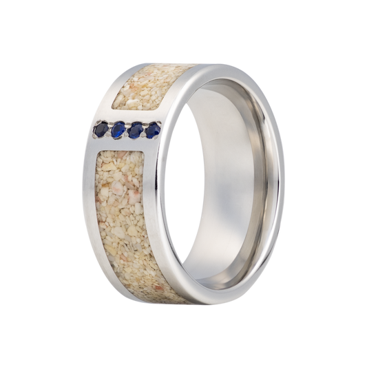 Cobalt Sand Sapphire Ring - Polished Finish
