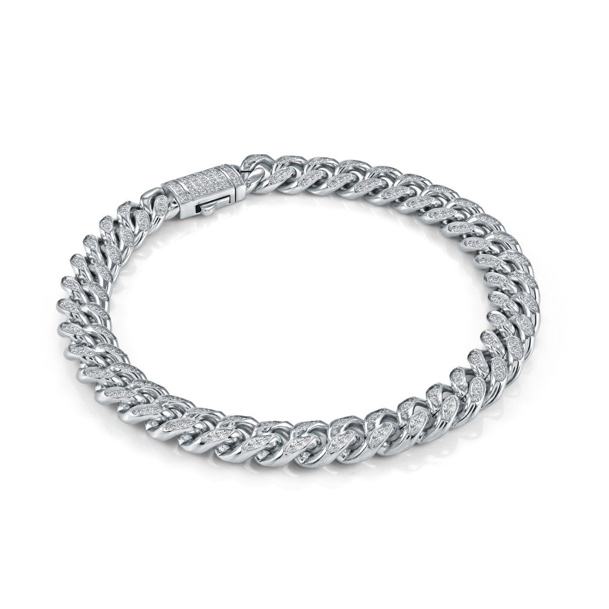 8MM-CURB CZ-CLASP BRACELET