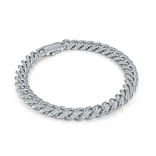 8MM-CURB CZ-CLASP BRACELET