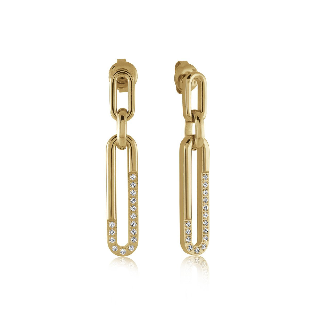 OVAL & CZ DANGLE EARRINGS