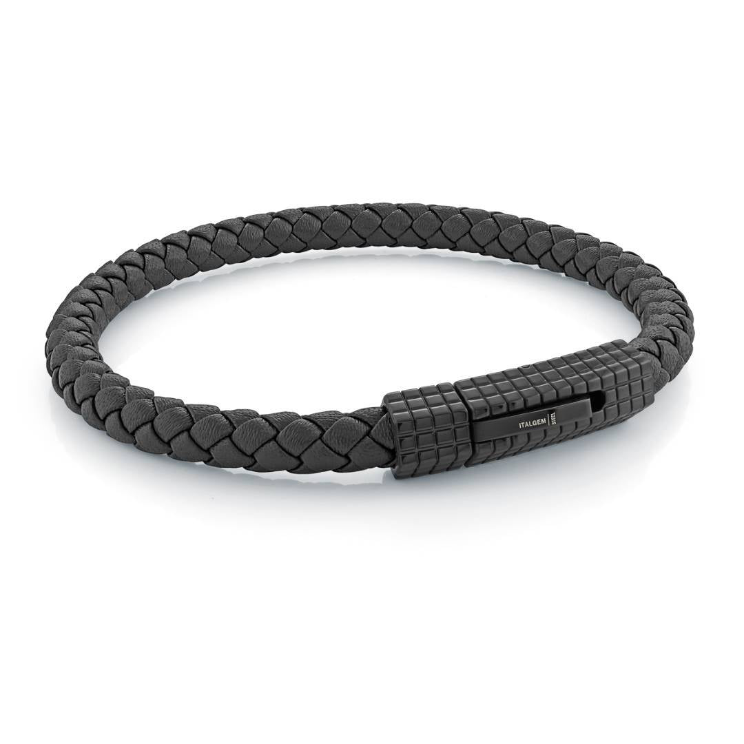 OCTAGON-CLASP LEATHER BRACELET