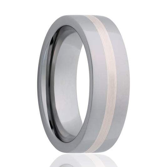 Cobalt Comfort Fit Polished Ring with Silver