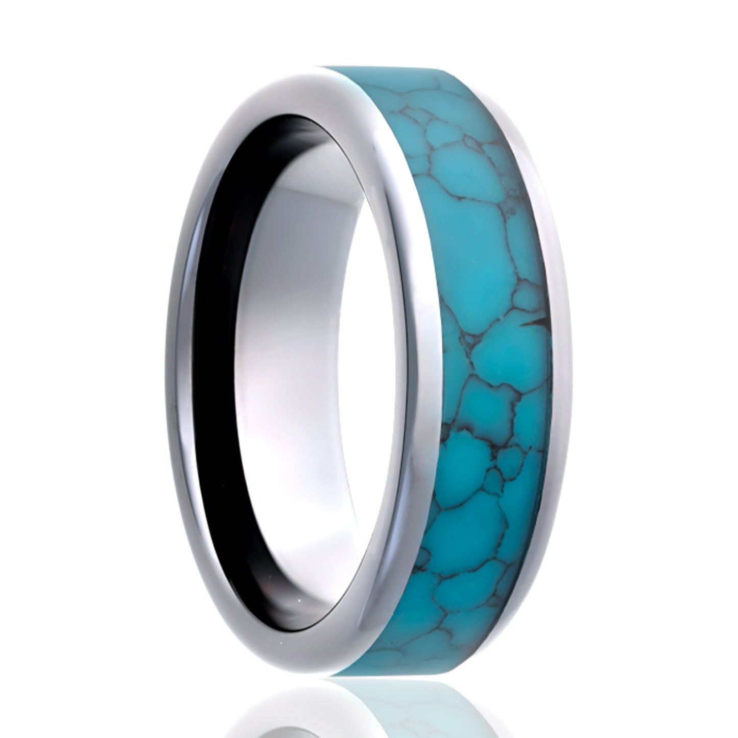 Cobalt Ring with Polished Finish and Turquoise Matrix