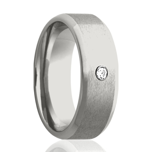 Cobalt Comfort Fit Ring with Diamond Accent