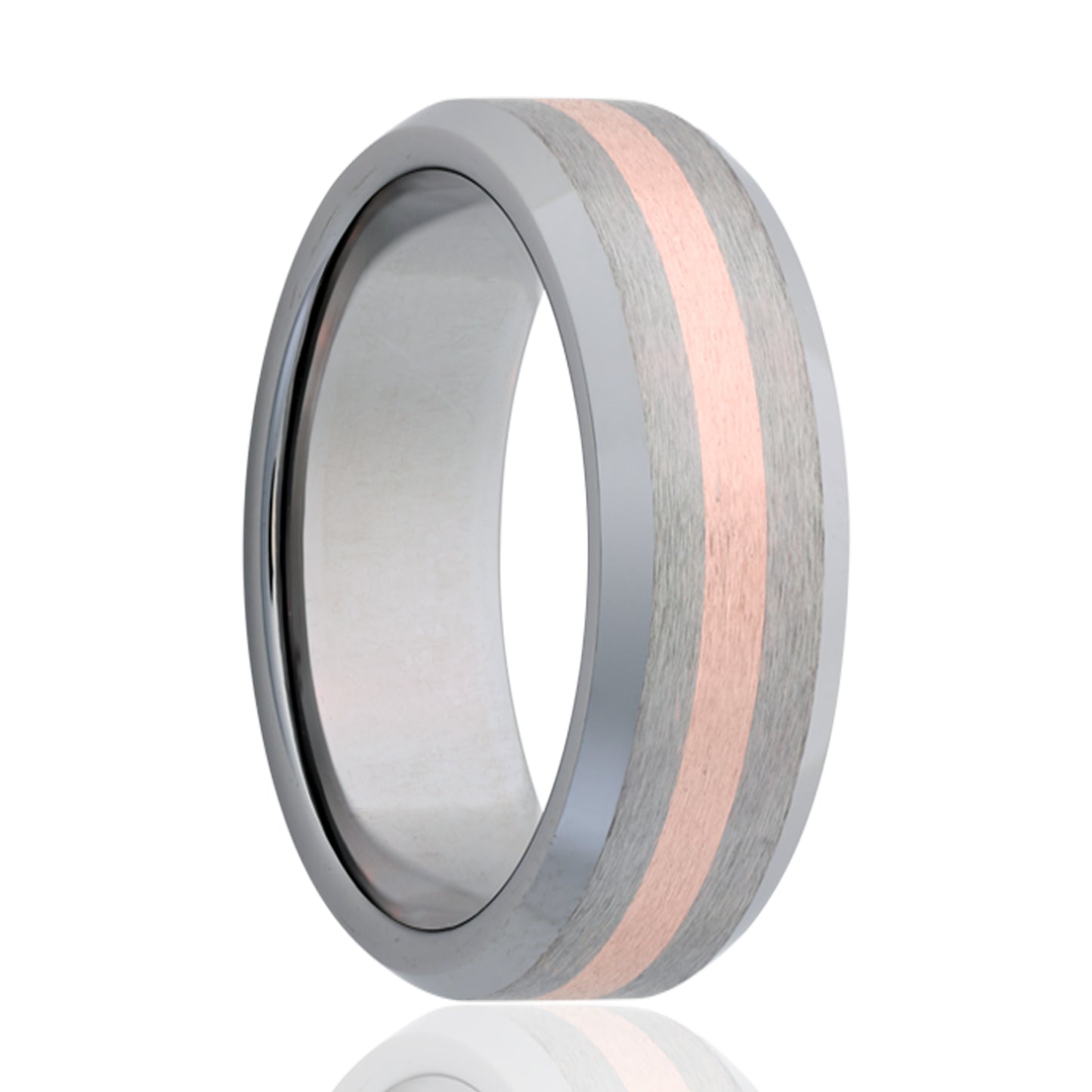 Cobalt Rose Gold Inlay Comfort Fit Ring