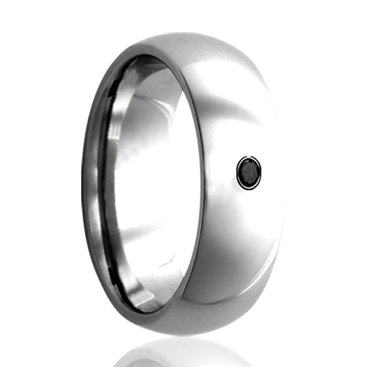 Cobalt Black Diamond Ring, Polished Dome Comfort Fit