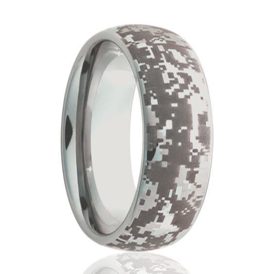 Cobalt Dome Polished Ring with Digital Camo