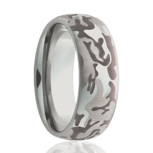 Cobalt Dome Polished Ring with Camo Engraving