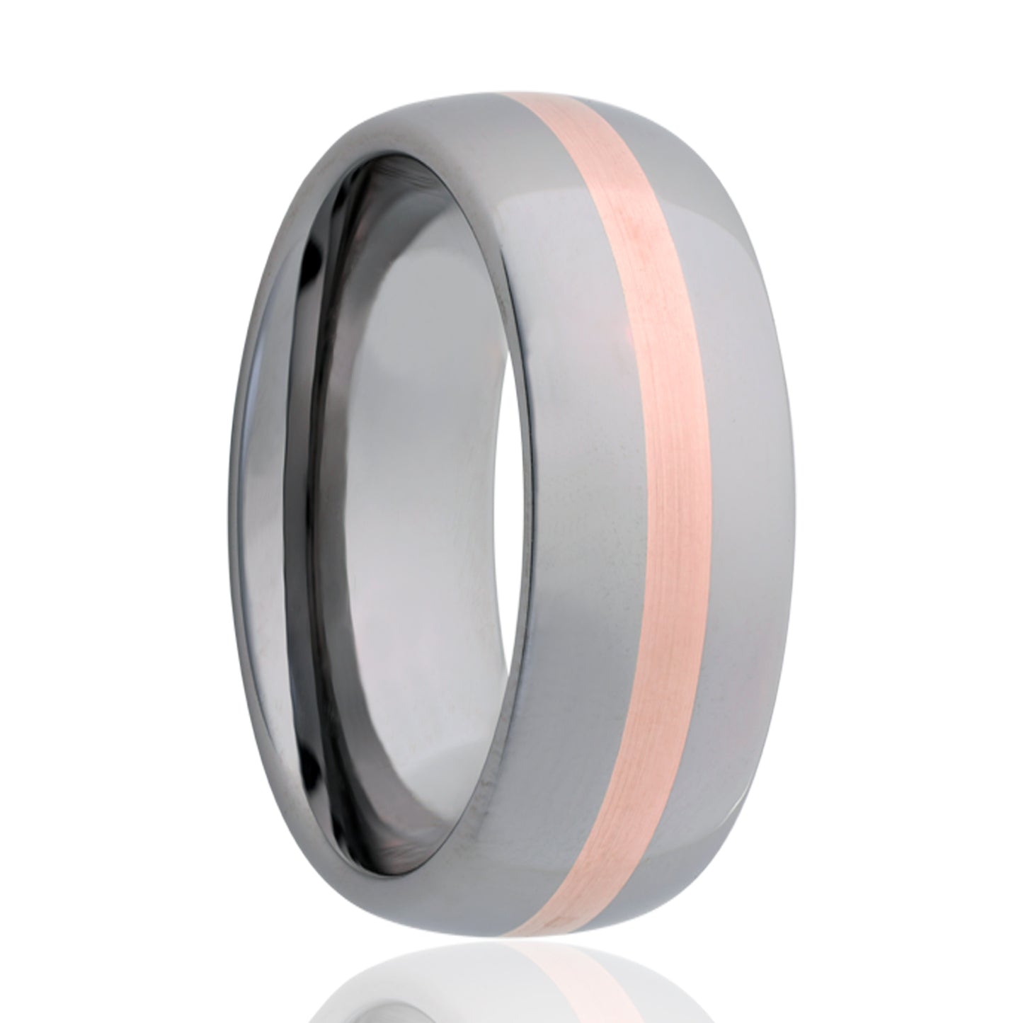 Cobalt Rose Gold Dome Comfort Fit Polished Ring