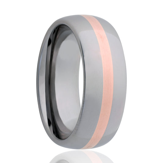 Cobalt Rose Gold Dome Comfort Fit Polished Ring