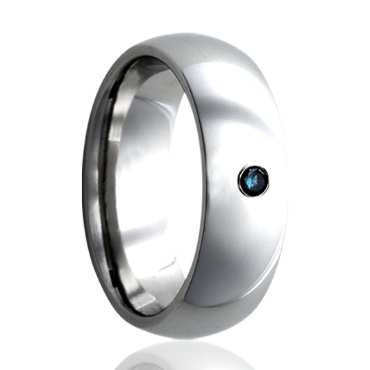 Zirconium Comfort Fit Polished Sapphire Ring - Elegant