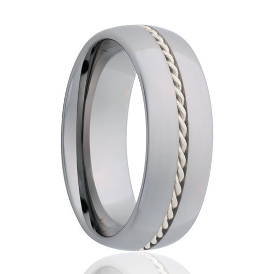 Cobalt Dome Ring with Sterling Silver Inlay