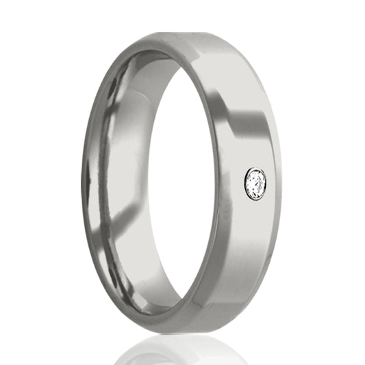 Cobalt Diamond Ring Polished Beveled Comfort Fit