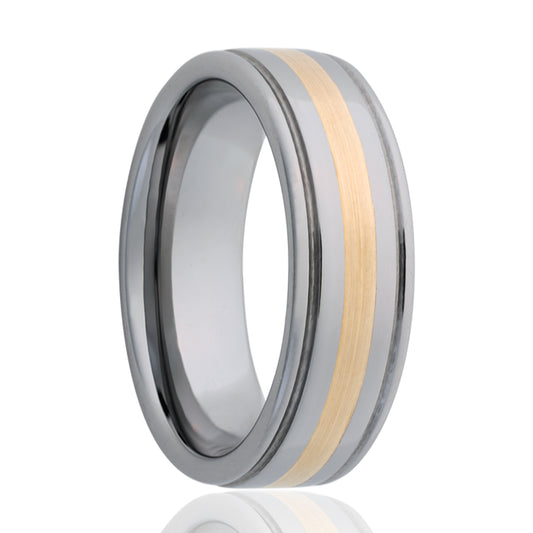Cobalt Yellow Gold Inlay Ring Comfort Fit