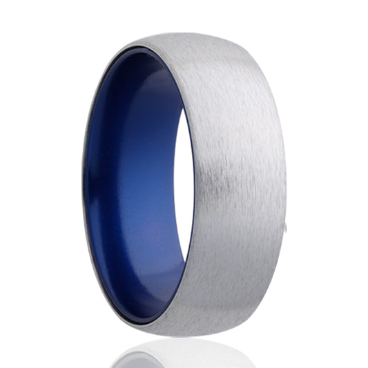 Cobalt Dome Comfort Fit Satin Blue Ring