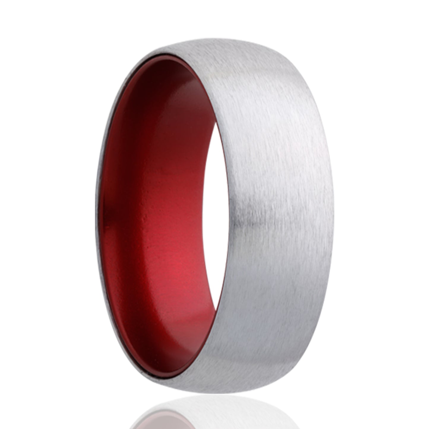 Cobalt Dome Ring with Satin Finish and Red Anodized Sleeve