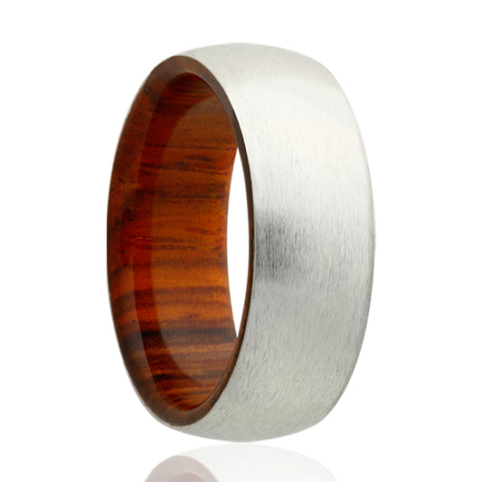 Cobalt Comfort Fit Satin Ring with Cocobolo Wood