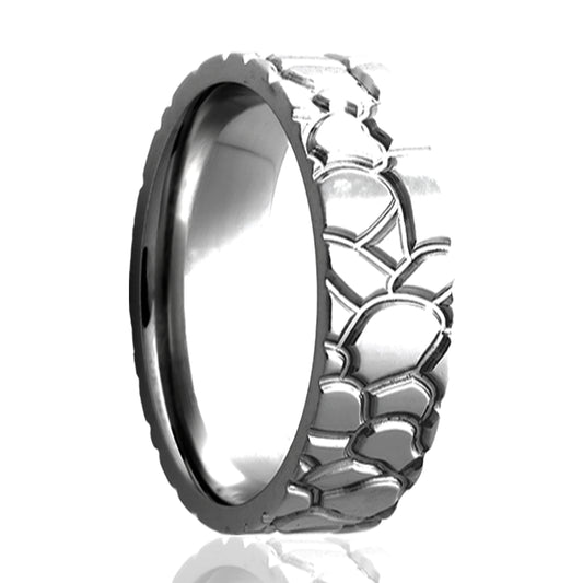 Titanium Comfort Fit Polished Milled Pattern Ring