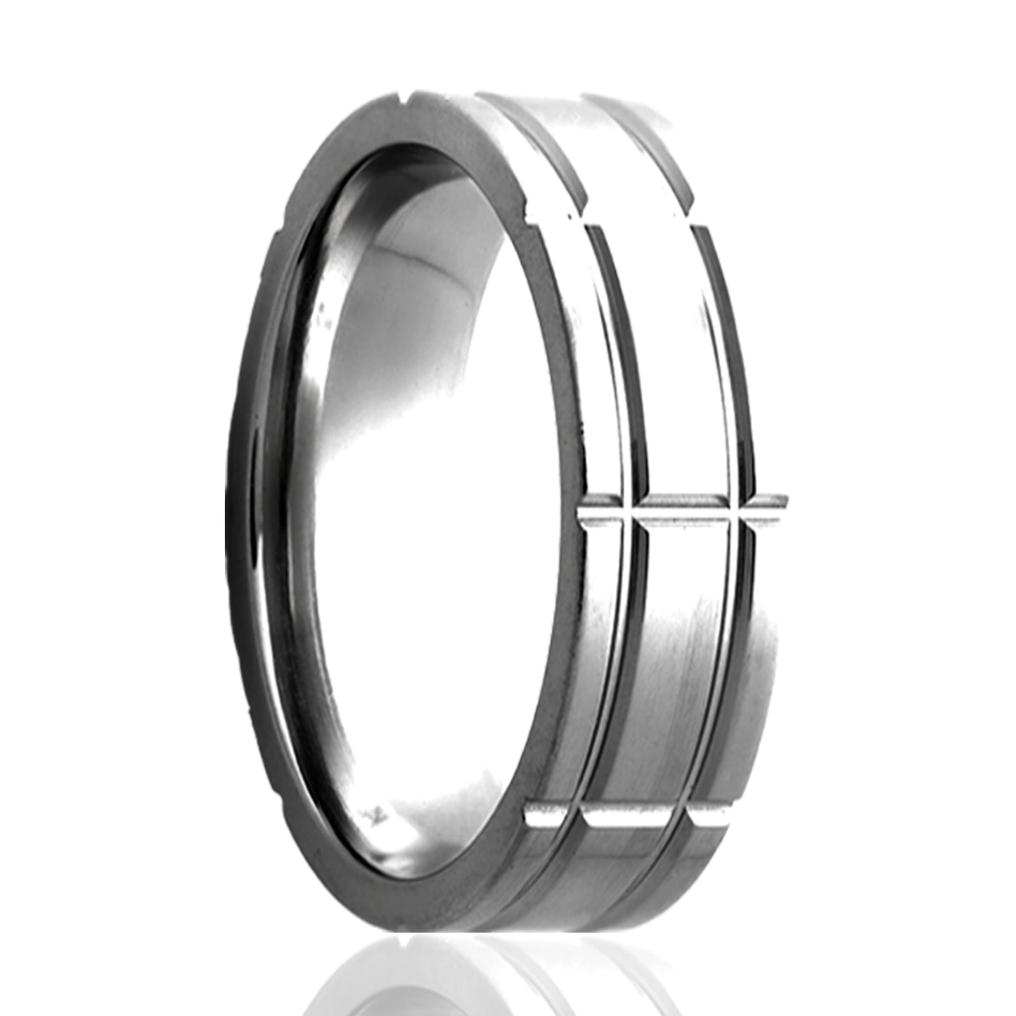 Tungsten Comfort Fit Polished Milled Pattern Ring