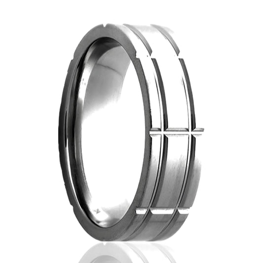 Tungsten Comfort Fit Polished Milled Pattern Ring