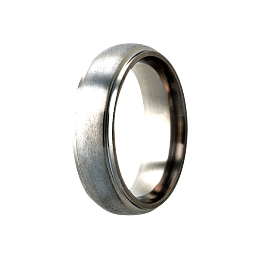 Titanium Dome Step Edge Ring Satin Finish