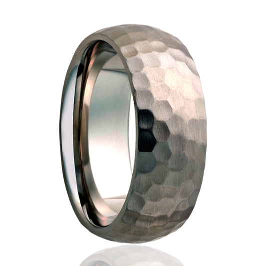 Titanium Hammered Dome Comfort Fit Ring