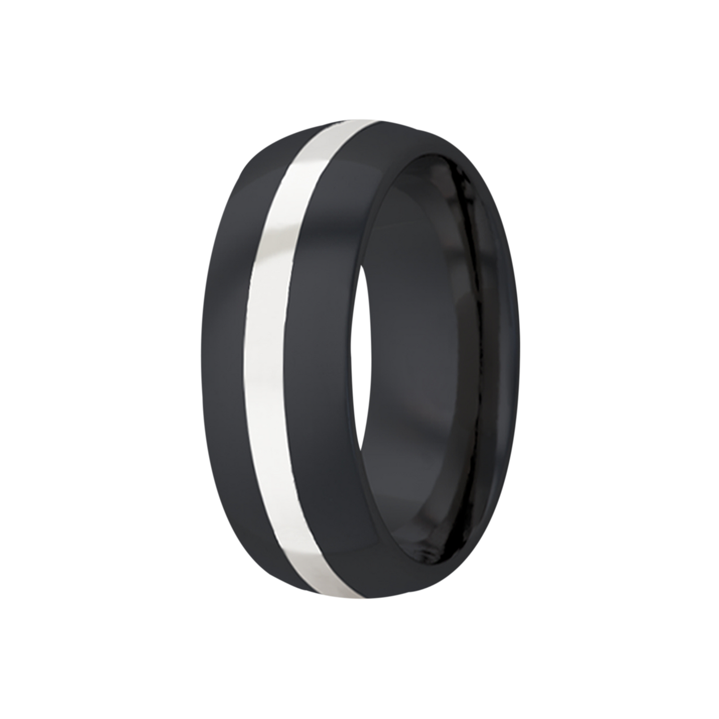 Zirconium Dome Comfort Fit Polished Ring with Silver