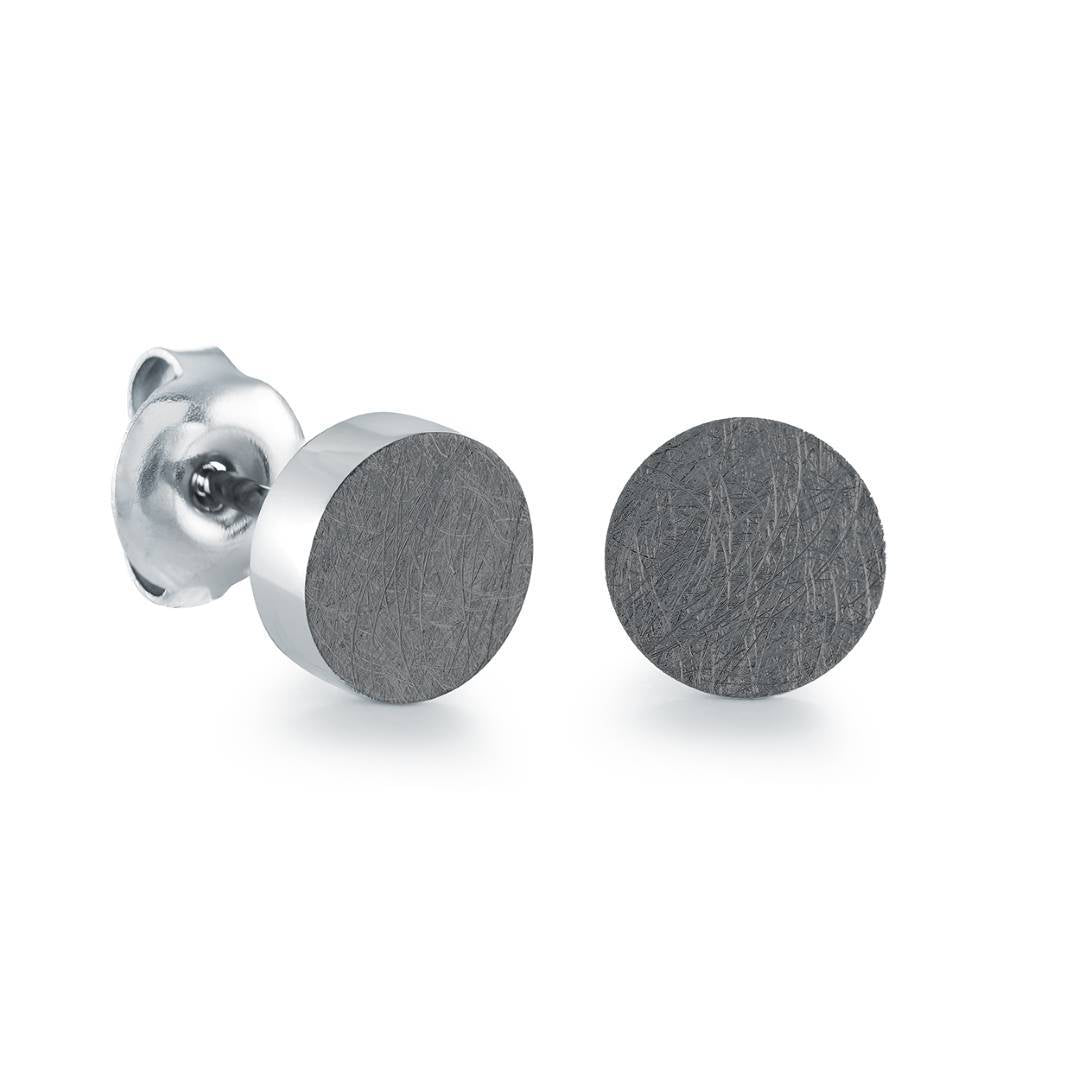7MM BRUSHED ROUND STUD EARRINGS
