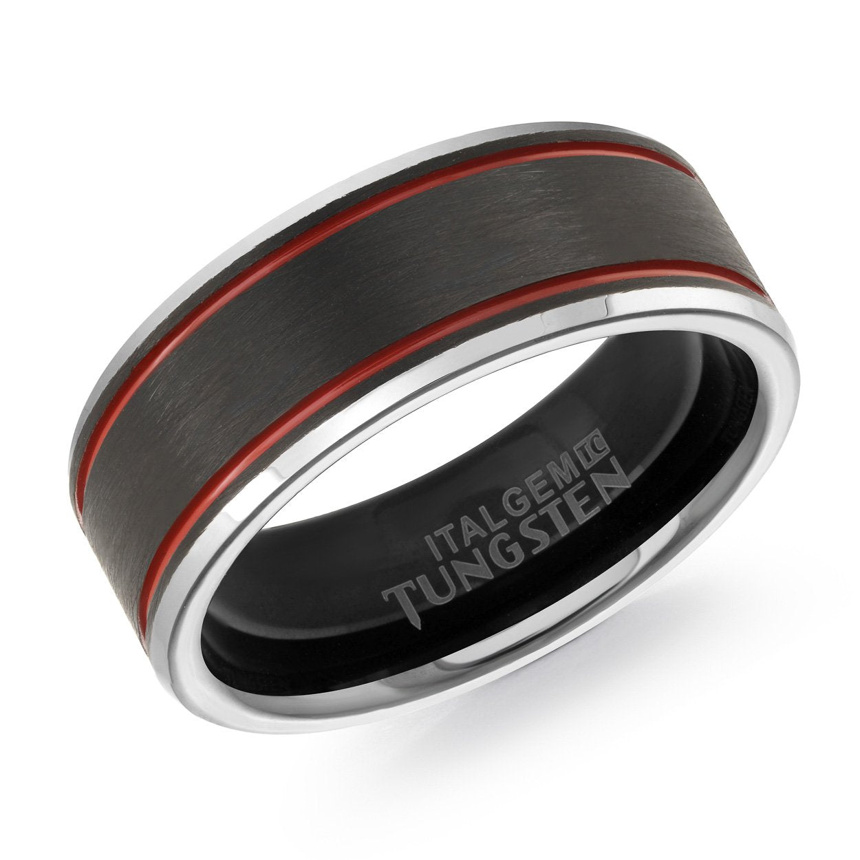8MM COLORED EDGE TUNGSTEN BAND